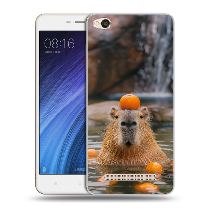Пластиковый чехол на Xiaomi RedMi 4A с принтом Капибара с апельсином Пластиковый чехол на Xiaomi RedMi 4A с принтом Капибара с апельсином