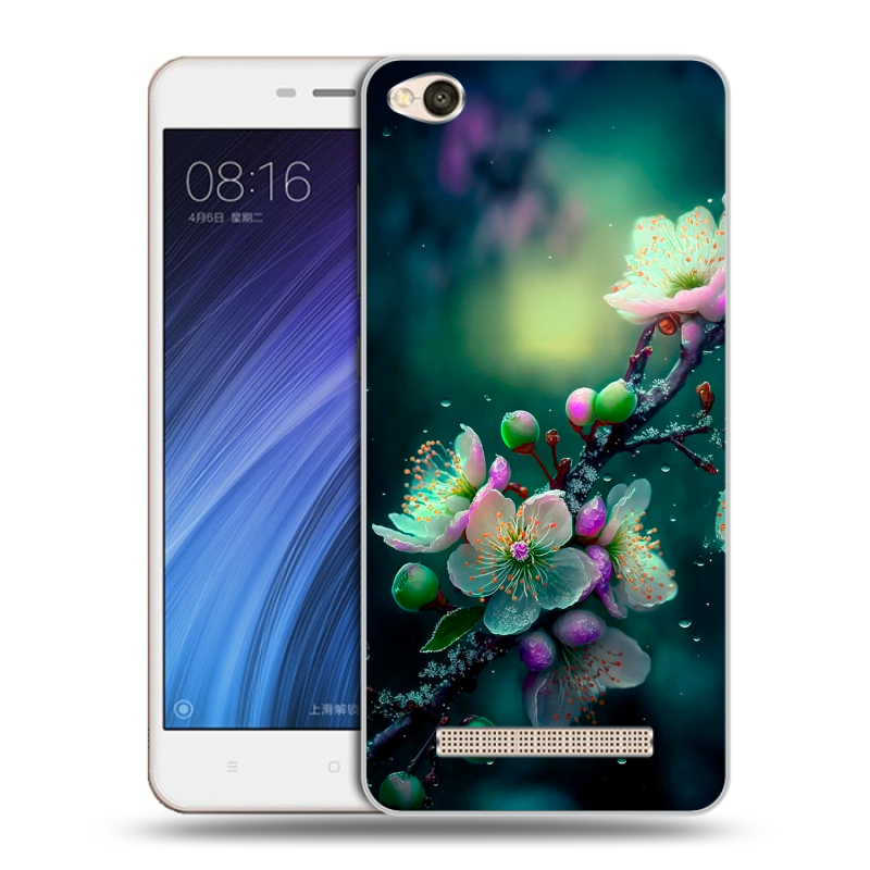 Силиконовый чехол на Xiaomi RedMi 4A с принтом Цветы и мрамор Силиконовый чехол на Xiaomi RedMi 4A с принтом Цветы и мрамор