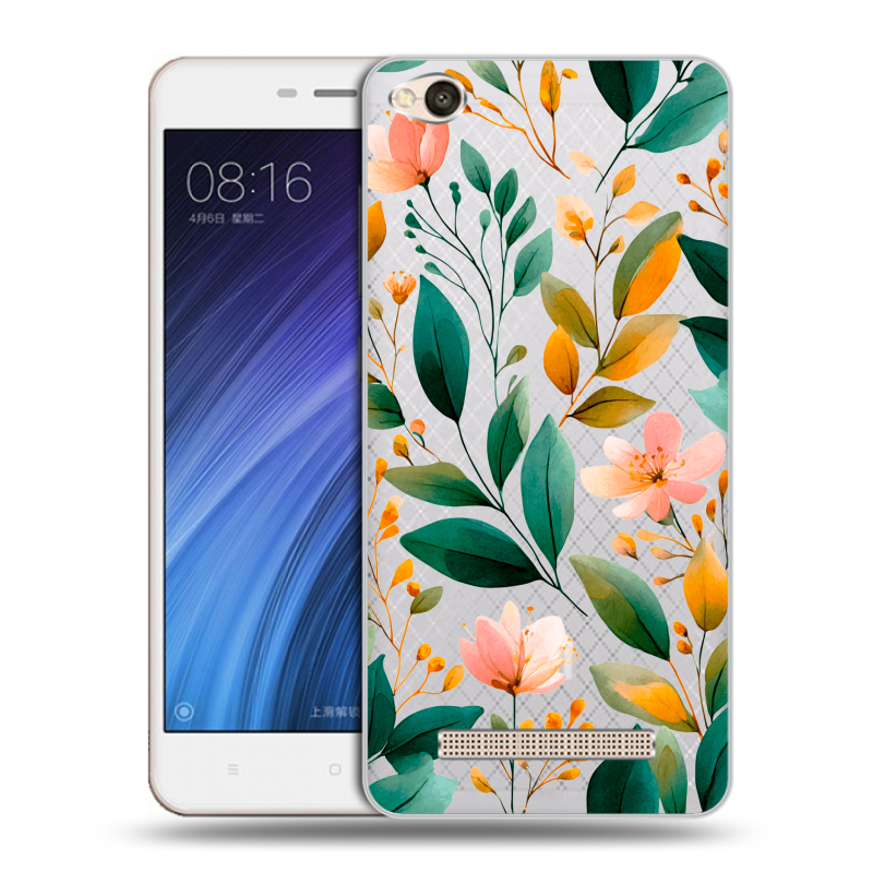 Пластиковый чехол на Xiaomi RedMi 4A с принтом Цветы паттерн Пластиковый чехол на Xiaomi RedMi 4A с принтом Цветы паттерн
