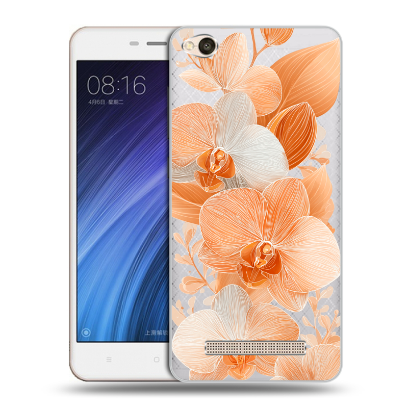 Силиконовый чехол на Xiaomi RedMi 4A с принтом Бежевые цветы Силиконовый чехол на Xiaomi RedMi 4A с принтом Бежевые цветы