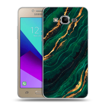 Силиконовый противоударный чехол на Samsung Galaxy J2 Prime с принтом Мрамор зеленое золото