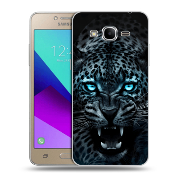 Силиконовый противоударный чехол на Samsung Galaxy J2 Prime с принтом Темный леопард