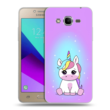 Силиконовый противоударный чехол на Samsung Galaxy J2 Prime с принтом Единорог