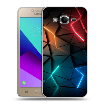 Силиконовый противоударный чехол на Samsung Galaxy J2 Prime с принтом Абстракция неон