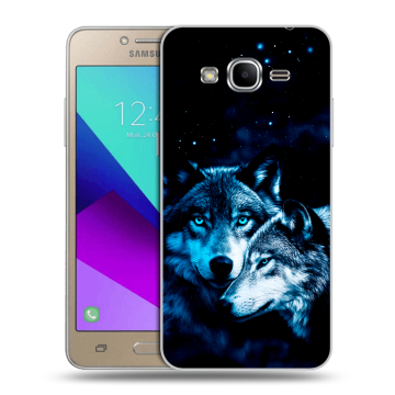 Силиконовый противоударный чехол на Samsung Galaxy J2 Prime с принтом Волки