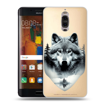 Пластиковый чехол на Huawei Mate 9 Pro с принтом Волк в лесу