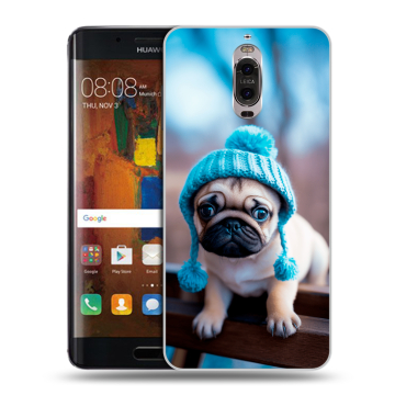 Пластиковый чехол на Huawei Mate 9 Pro с принтом Мопс в шапке