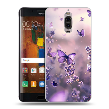 Пластиковый чехол на Huawei Mate 9 Pro с принтом бабочки и лаванда Пластиковый чехол на Huawei Mate 9 Pro с принтом бабочки и лаванда