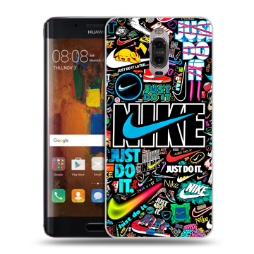 Пластиковый чехол на Huawei Mate 9 Pro с принтом найк nike черный
