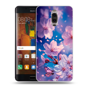 Пластиковый чехол на Huawei Mate 9 Pro с принтом цветы бабочки