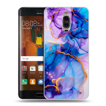Пластиковый чехол на Huawei Mate 9 Pro с принтом синий мрамор Пластиковый чехол на Huawei Mate 9 Pro с принтом синий мрамор