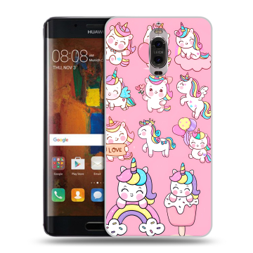 Пластиковый чехол на Huawei Mate 9 Pro с принтом Единороги и радуга