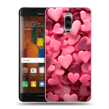 Пластиковый чехол на Huawei Mate 9 Pro с принтом розовые сердечки