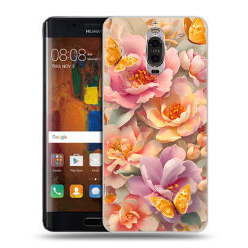 Пластиковый чехол на Huawei Mate 9 Pro с принтом Цветы и бабочки