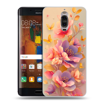 Пластиковый чехол на Huawei Mate 9 Pro с принтом Цветы и бабочки