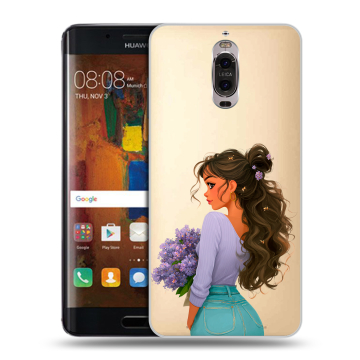 Пластиковый чехол на Huawei Mate 9 Pro с принтом девушка цветы