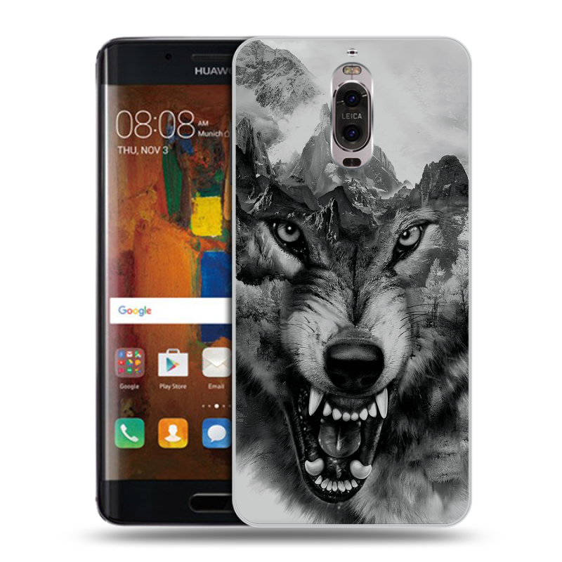Пластиковый чехол на Huawei Mate 9 Pro с принтом Волк Пластиковый чехол на Huawei Mate 9 Pro с принтом Волк