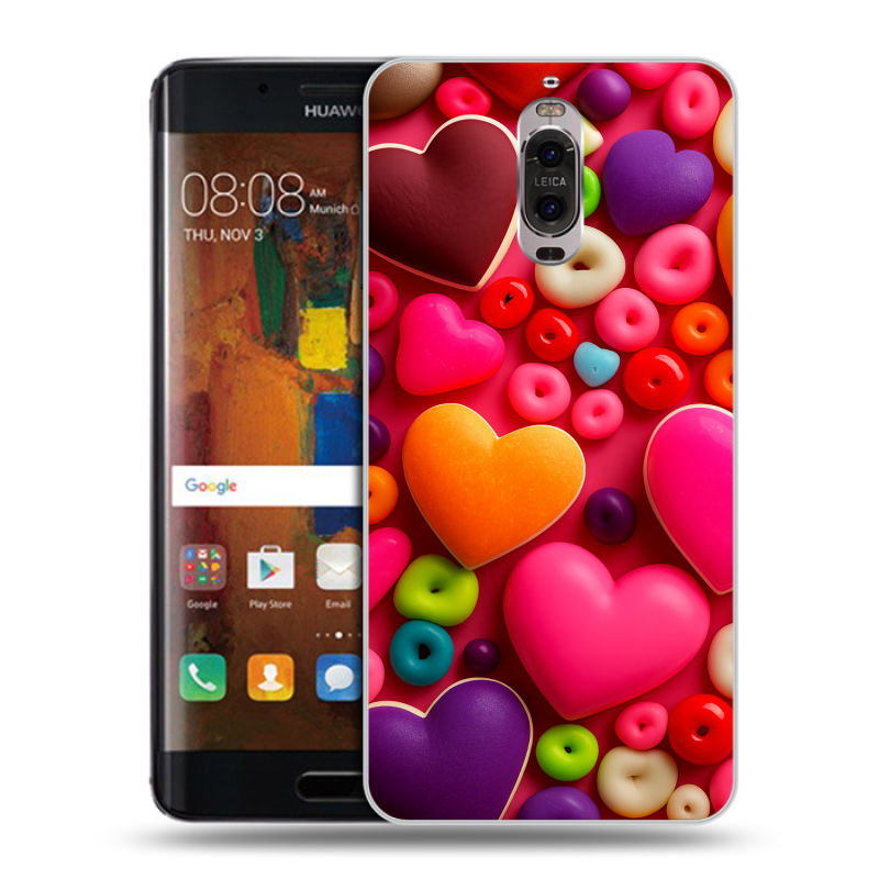 Пластиковый чехол на Huawei Mate 9 Pro с принтом Сердечки Пластиковый чехол на Huawei Mate 9 Pro с принтом Сердечки