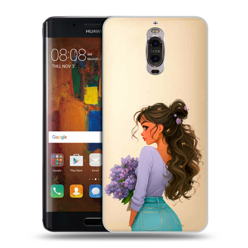 Пластиковый чехол на Huawei Mate 9 Pro с принтом девушка цветы Пластиковый чехол на Huawei Mate 9 Pro с принтом девушка цветы