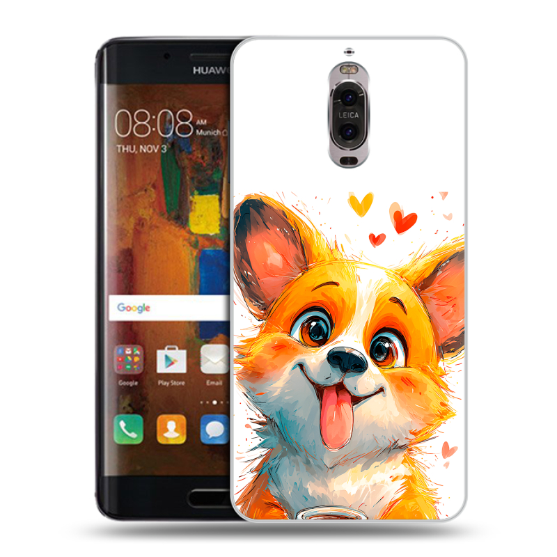 Пластиковый чехол на Huawei Mate 9 Pro с принтом корги Пластиковый чехол на Huawei Mate 9 Pro с принтом корги