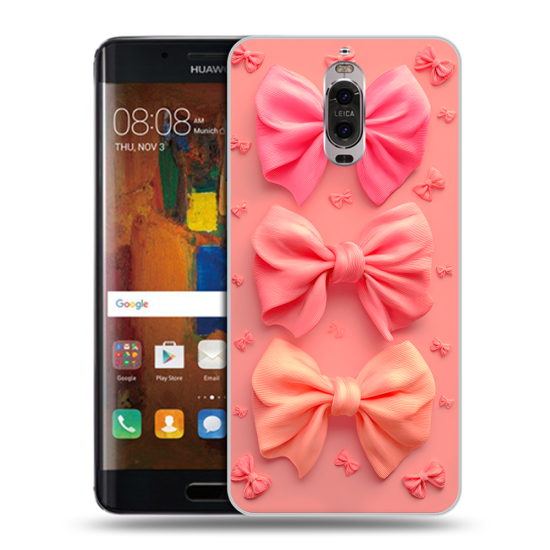 Пластиковый чехол на Huawei Mate 9 Pro с принтом Розовые бантики Пластиковый чехол на Huawei Mate 9 Pro с принтом Розовые бантики
