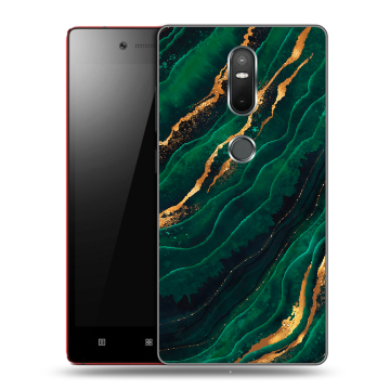 Силиконовый чехол на Lenovo Phab 2 Plus с принтом Мрамор зеленое золото Силиконовый чехол на Lenovo Phab 2 Plus с принтом Мрамор зеленое золото