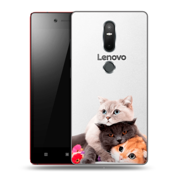 Силиконовый чехол на Lenovo Phab 2 Plus с принтом Кошки Силиконовый чехол на Lenovo Phab 2 Plus с принтом Кошки