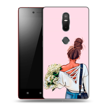 Силиконовый чехол на Lenovo Phab 2 Plus с принтом Девушка и букет Силиконовый чехол на Lenovo Phab 2 Plus с принтом Девушка и букет
