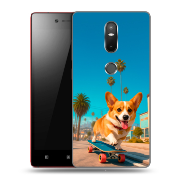Силиконовый чехол на Lenovo Phab 2 Plus с принтом Корги на скейте Силиконовый чехол на Lenovo Phab 2 Plus с принтом Корги на скейте
