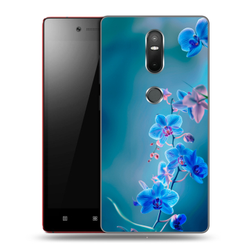 Силиконовый чехол на Lenovo Phab 2 Plus с принтом Голубые цветы Силиконовый чехол на Lenovo Phab 2 Plus с принтом Голубые цветы