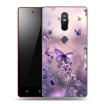 Силиконовый чехол на Lenovo Phab 2 Plus с принтом бабочки и лаванда Силиконовый чехол на Lenovo Phab 2 Plus с принтом бабочки и лаванда