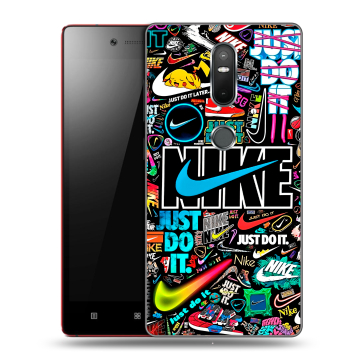 Силиконовый чехол на Lenovo Phab 2 Plus с принтом найк nike черный