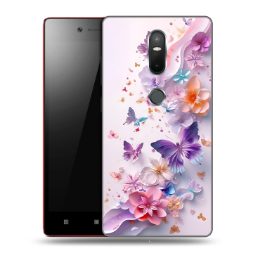 Силиконовый чехол на Lenovo Phab 2 Plus с принтом цветы бабочки