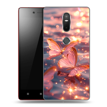 Силиконовый чехол на Lenovo Phab 2 Plus с принтом бабочки розовые Силиконовый чехол на Lenovo Phab 2 Plus с принтом бабочки розовые