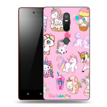 Силиконовый чехол на Lenovo Phab 2 Plus с принтом розовые единороги Силиконовый чехол на Lenovo Phab 2 Plus с принтом розовые единороги