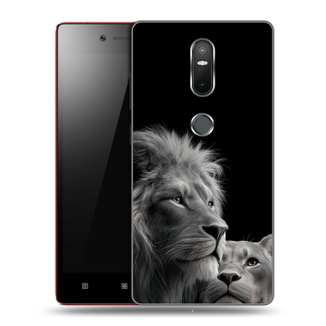 Силиконовый чехол на Lenovo Phab 2 Plus с принтом Лев кошки