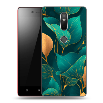 Силиконовый чехол на Lenovo Phab 2 Plus с принтом Листья и золото