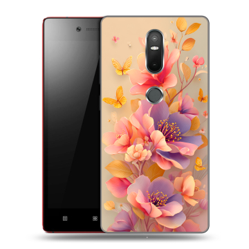 Силиконовый чехол на Lenovo Phab 2 Plus с принтом Цветы и бабочки Силиконовый чехол на Lenovo Phab 2 Plus с принтом Цветы и бабочки