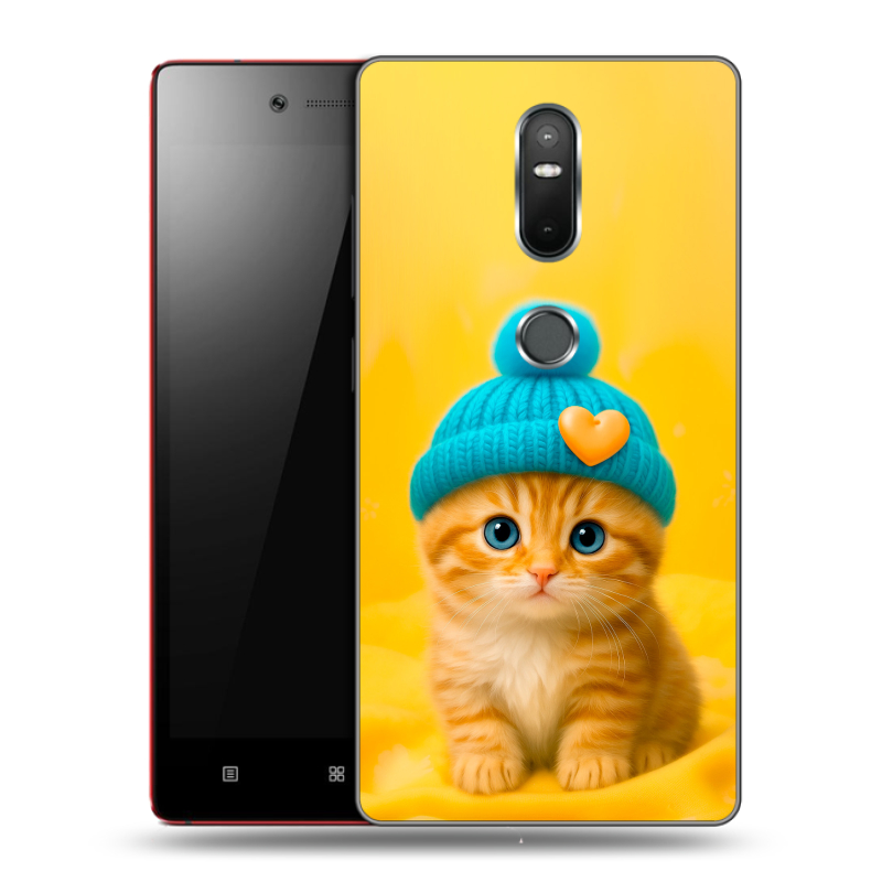 Пластиковый чехол на Lenovo Phab 2 Plus с принтом Котенок в шапке Пластиковый чехол на Lenovo Phab 2 Plus с принтом Котенок в шапке
