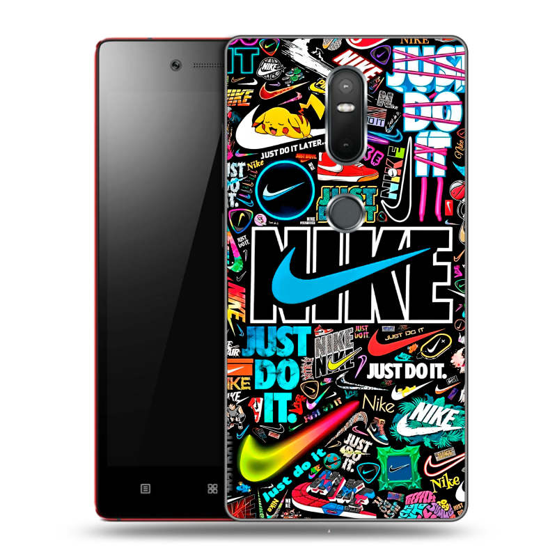 Пластиковый чехол на Lenovo Phab 2 Plus с принтом найк nike черный Пластиковый чехол на Lenovo Phab 2 Plus с принтом найк nike черный