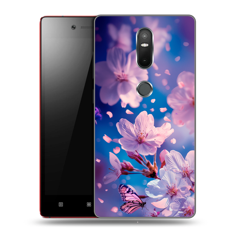 Пластиковый чехол на Lenovo Phab 2 Plus с принтом цветы бабочки Пластиковый чехол на Lenovo Phab 2 Plus с принтом цветы бабочки