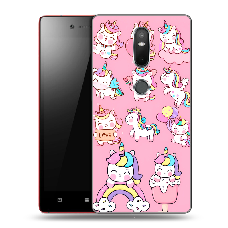 Силиконовый чехол на Lenovo Phab 2 Plus с принтом Единороги и радуга Силиконовый чехол на Lenovo Phab 2 Plus с принтом Единороги и радуга