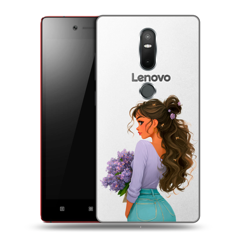 Силиконовый чехол на Lenovo Phab 2 Plus с принтом девушка цветы Силиконовый чехол на Lenovo Phab 2 Plus с принтом девушка цветы