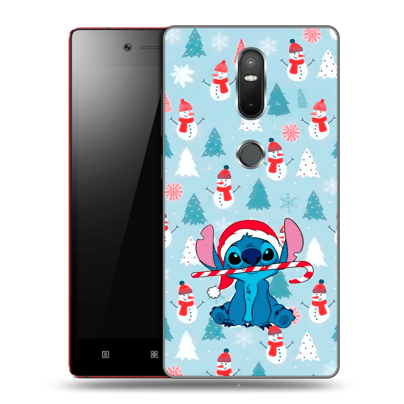 Пластиковый чехол на Lenovo Phab 2 Plus с принтом Стич Новый год Пластиковый чехол на Lenovo Phab 2 Plus с принтом Стич Новый год