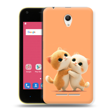 Силиконовый чехол на ZTE Blade L110 с принтом Милые котики Силиконовый чехол на ZTE Blade L110 с принтом Милые котики