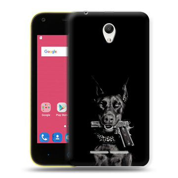 Силиконовый чехол на ZTE Blade L110 с принтом Доберман и пистолет Силиконовый чехол на ZTE Blade L110 с принтом Доберман и пистолет