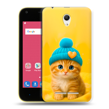 Силиконовый чехол на ZTE Blade L110 с принтом Котенок в шапке Силиконовый чехол на ZTE Blade L110 с принтом Котенок в шапке