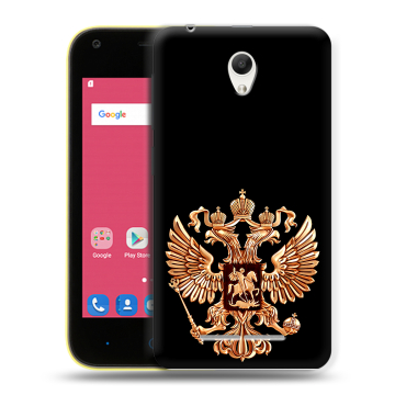 Силиконовый чехол на ZTE Blade L110 с принтом Герб России золотой