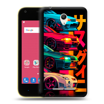 Силиконовый чехол на ZTE Blade L110 с принтом Гоночные машины Силиконовый чехол на ZTE Blade L110 с принтом Гоночные машины