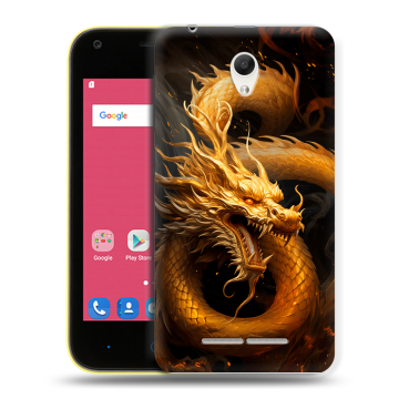 Силиконовый чехол на ZTE Blade L110 с принтом Золотой дракон